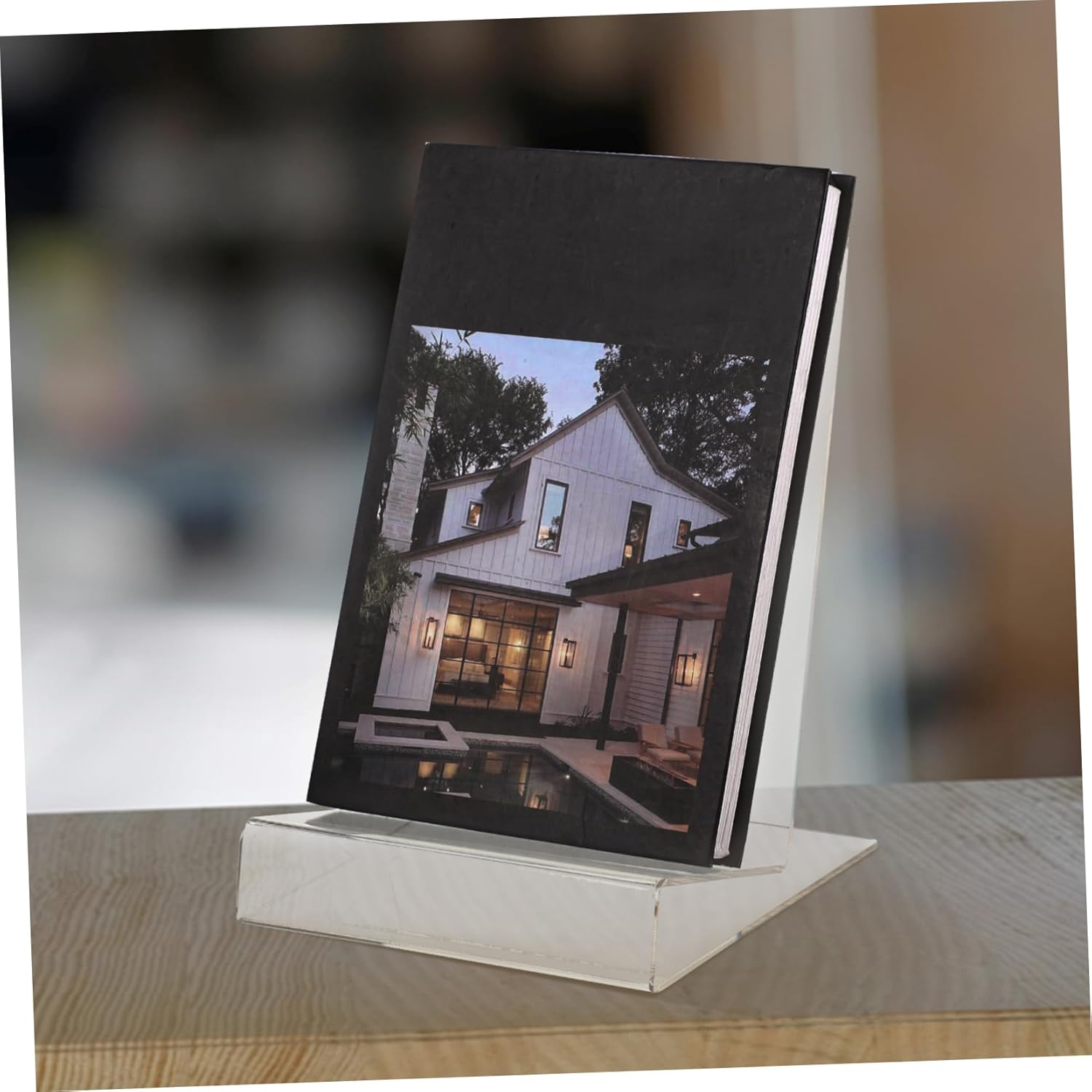 SEWACC Acrylic Book Display Stand Transparent L-Shaped Cookbook Holder