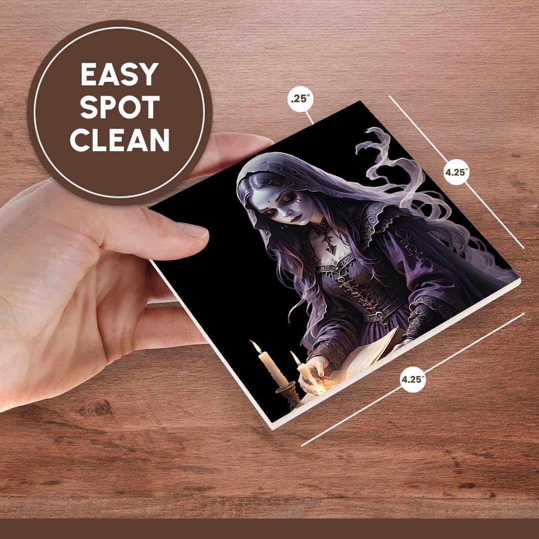 3dRose Gothic Ghost Book of Spells Coasters Set