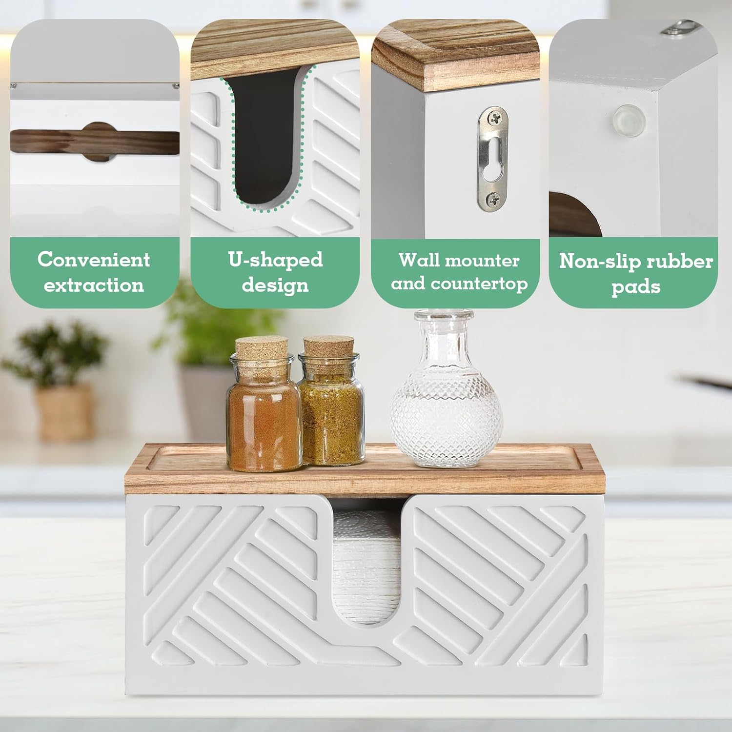 Solid Wood Paper Towel Dispenser Wall Mounted with Lid 1