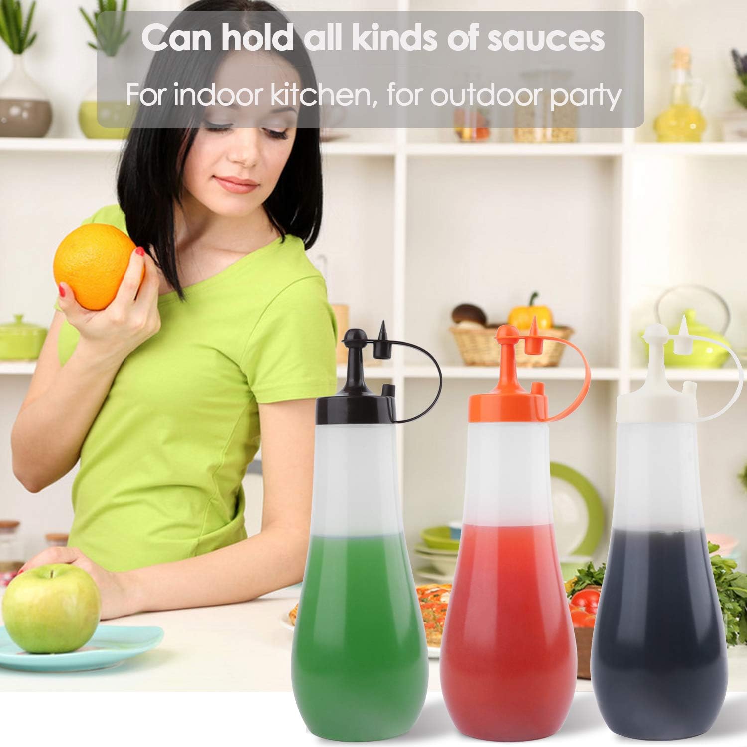 SUJUDE Condiment Squeeze Bottle Pack of 3 16 OZ