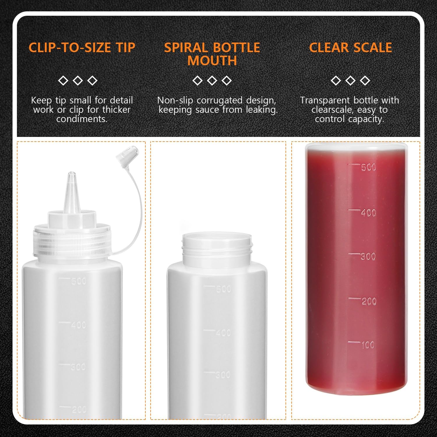 OAMCEG 16OZ Squeeze Bottles 8 Pack BPA Free Durable