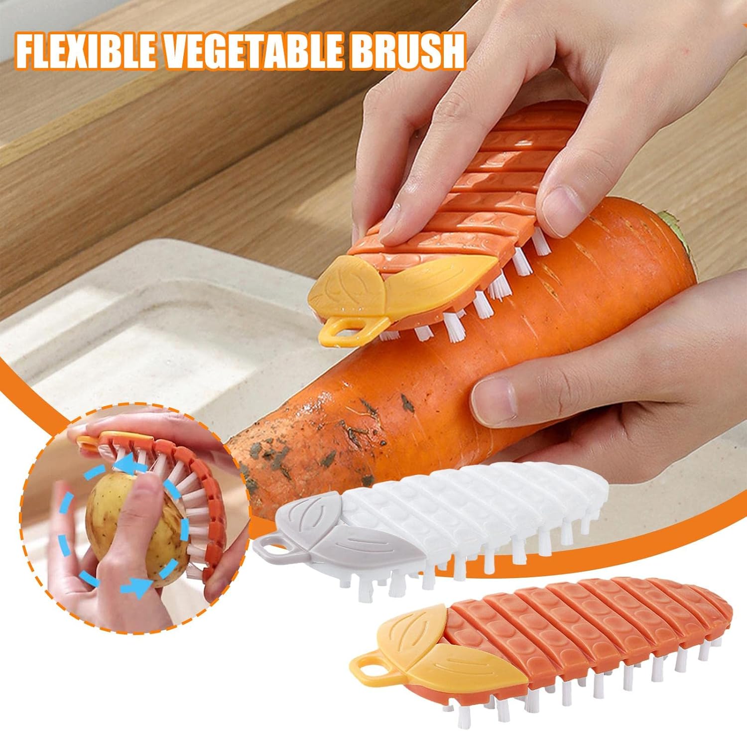 Flexible Fruit Veggie Scrubber Brush for Kitchen Cleaning