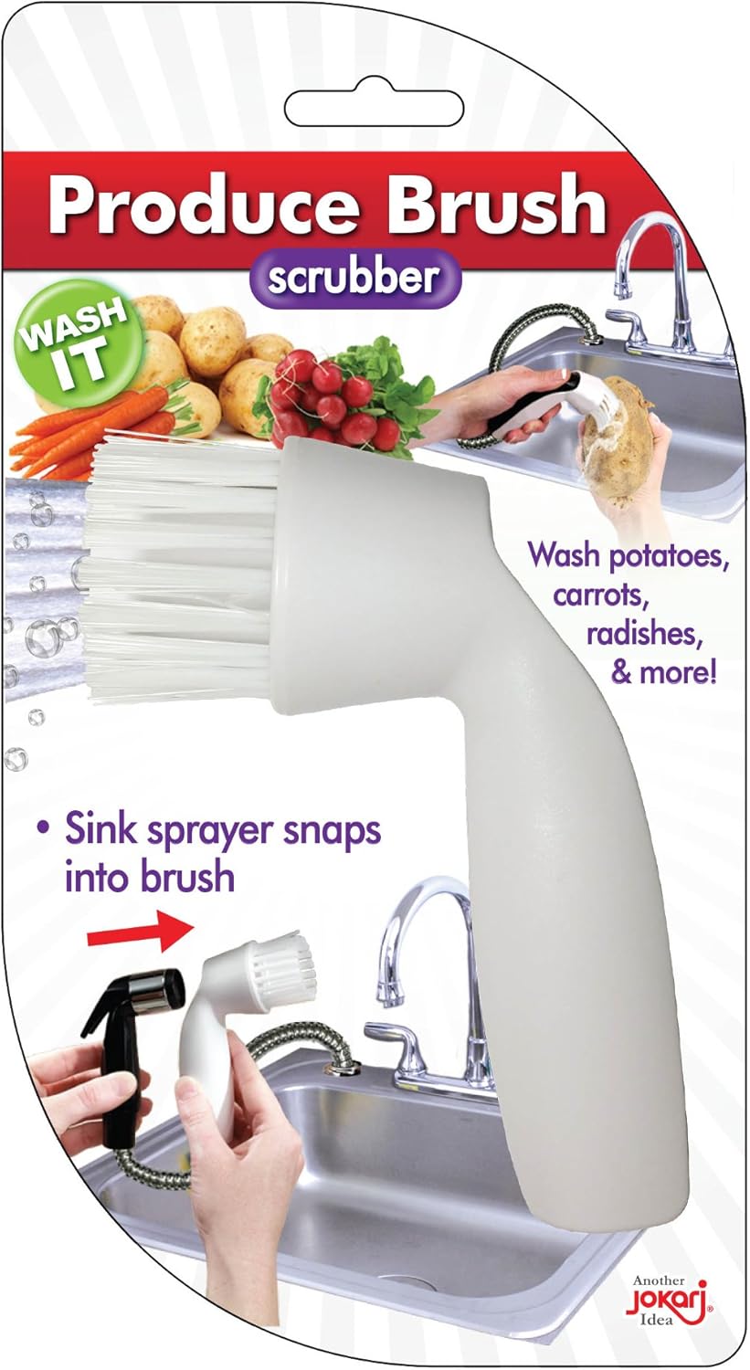 Jokari Vegetable Scrub Brush Snap-On Sink Sprayer