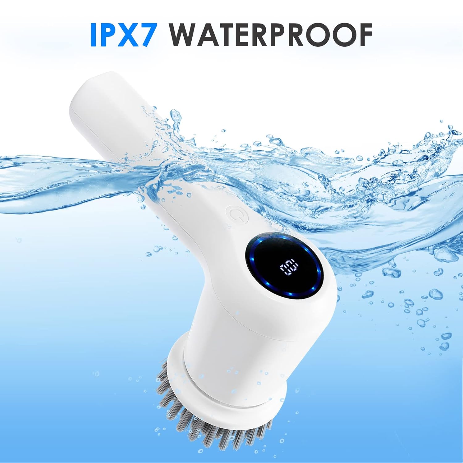 WWOAA Electric Spin Scrubber with Digital Display and 4 Replaceable Heads