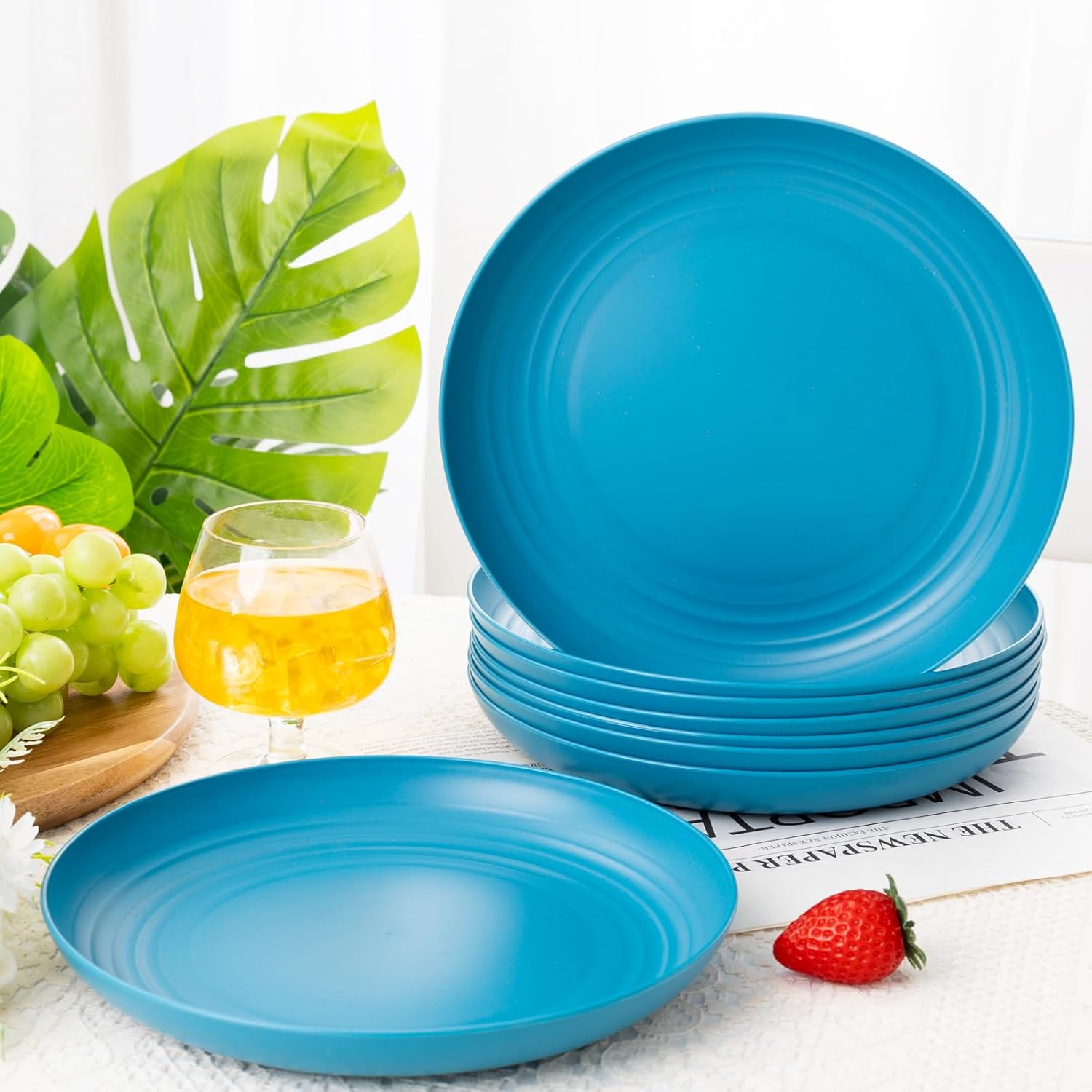 LIYH 20 PCS Wheat Straw Plates - 9 Inch Unbreakable Dinnerware