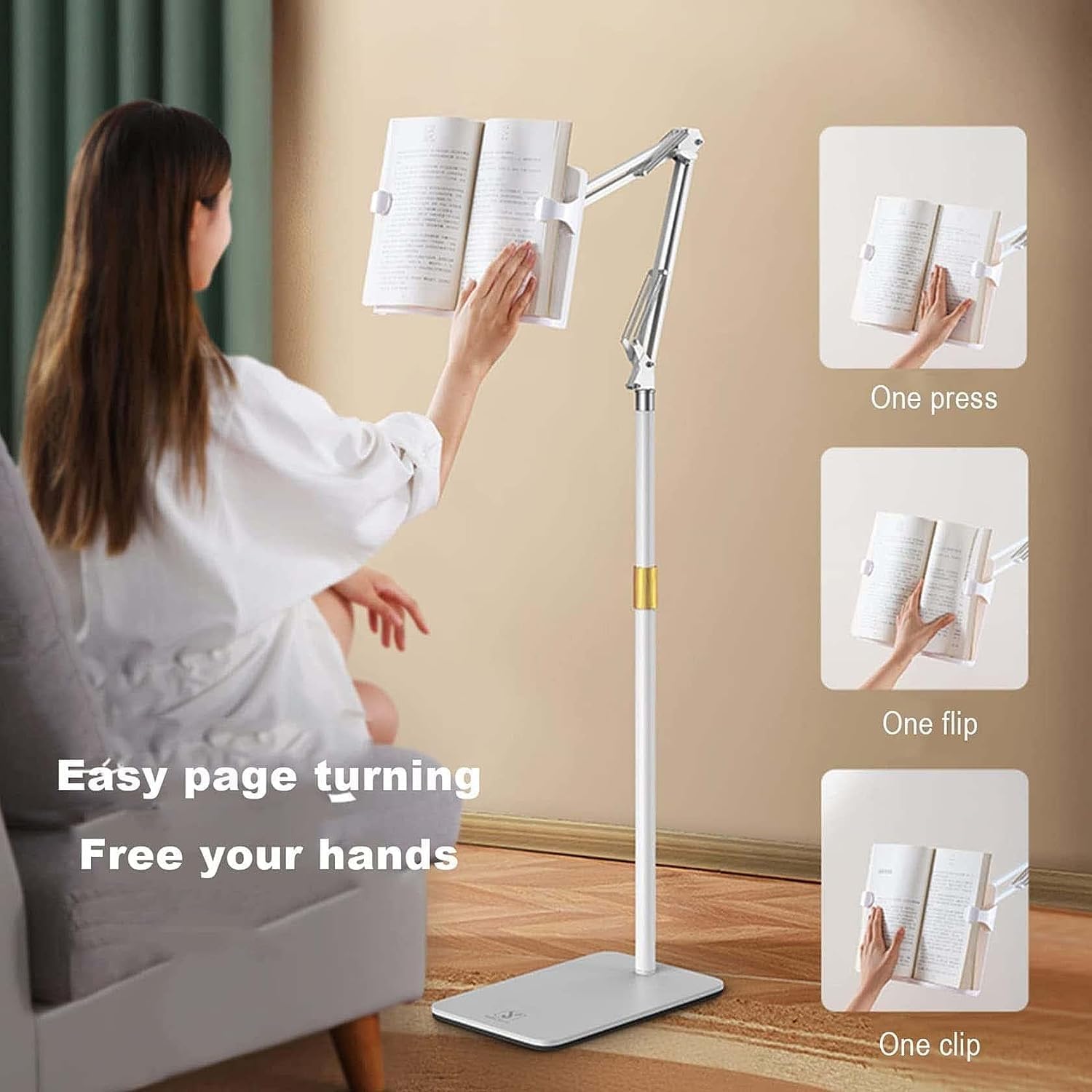 Adjustable Book Holder for Hands Free Reading Foldable and Swivel