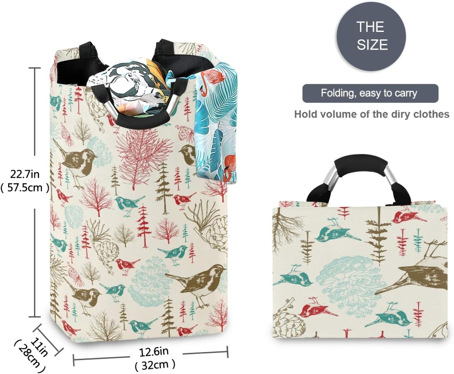 Susiyo Winter Birds Foldable Laundry Basket