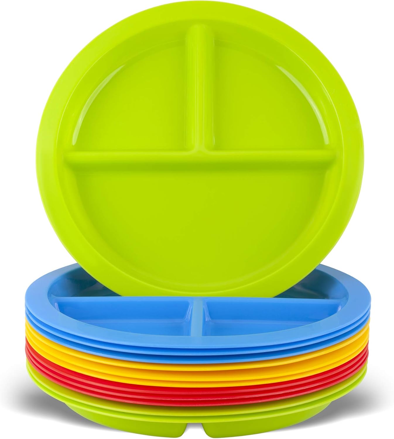 PLASKIDY 3-Compartment Kids Plates Set of 12