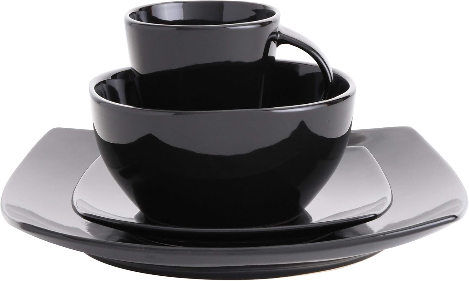 Gibson Soho Lounge Square Black Dinnerware Set 16pc