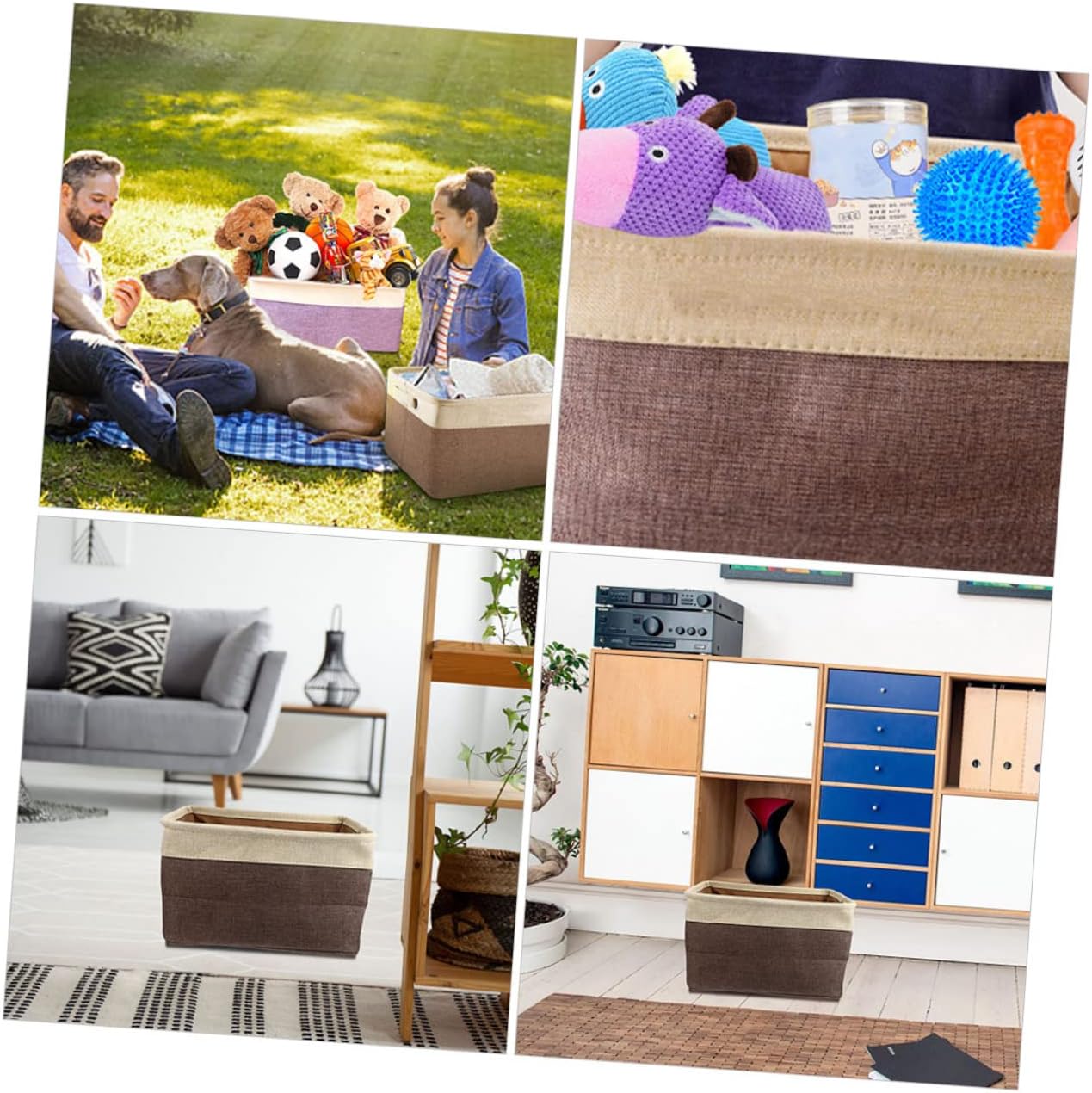 Folding Wicker Storage Basket with Lid for Home Organization 1