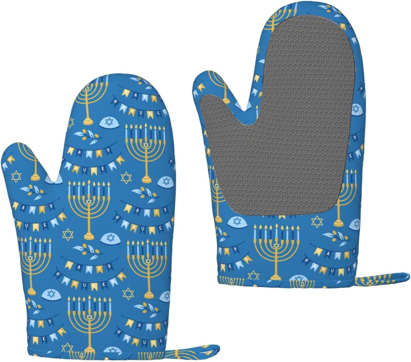 Happy Hanukkah Oven Mitts for Kitchen Use 1