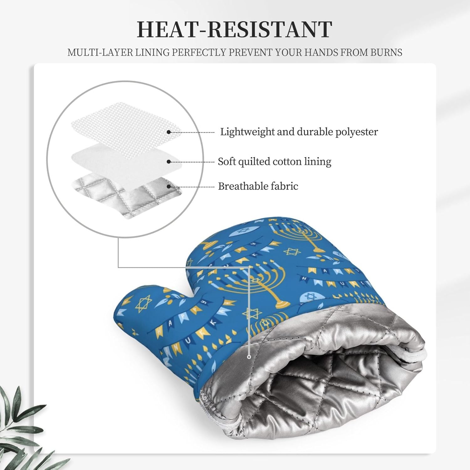 Happy Hanukkah Oven Mitts for Kitchen Use 1