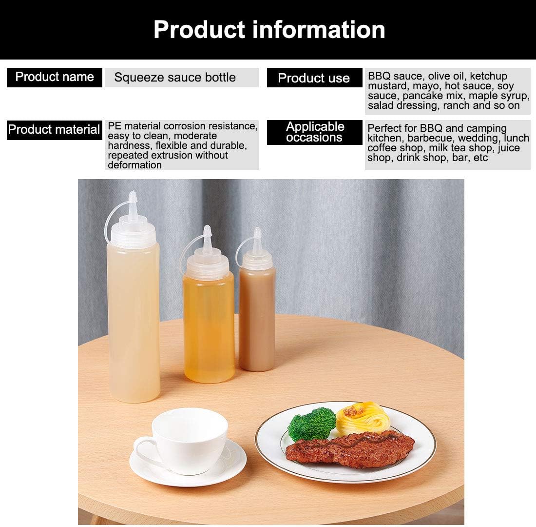 Uxcell 8oz Squeeze Bottle with Cap for Condiments and Kitchen Use