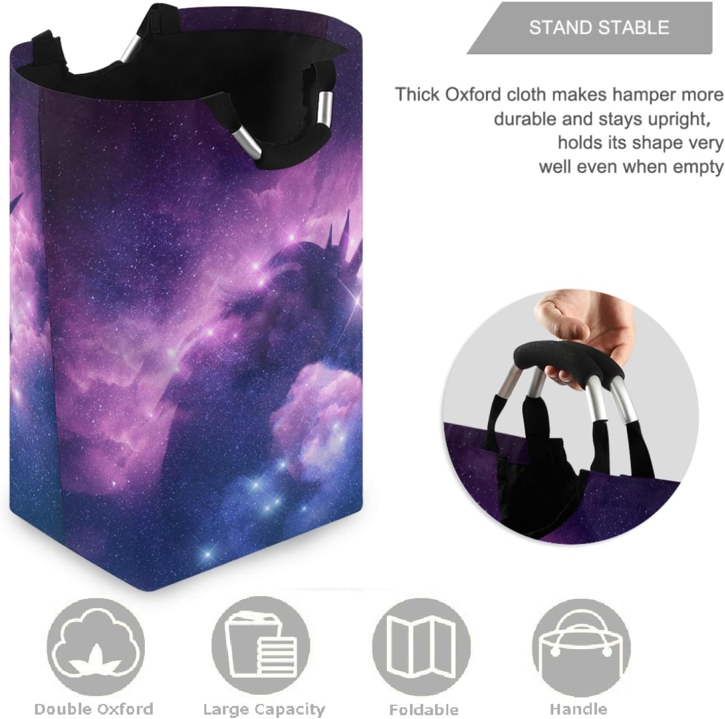 Visesunny Unicorn Galaxy Laundry Hamper Basket