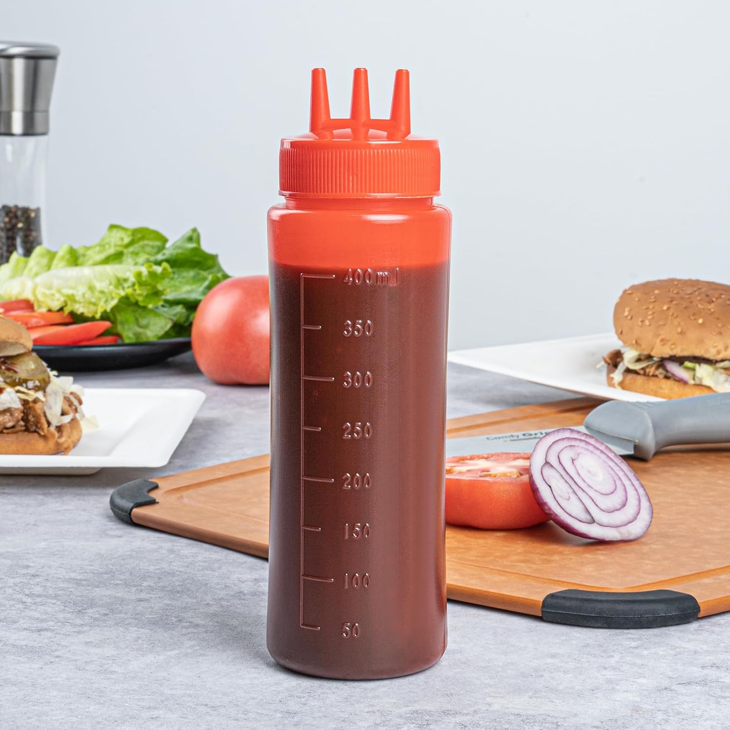 16 Ounce Condiment Squeeze Bottles with Triple Dispersion Tips 1