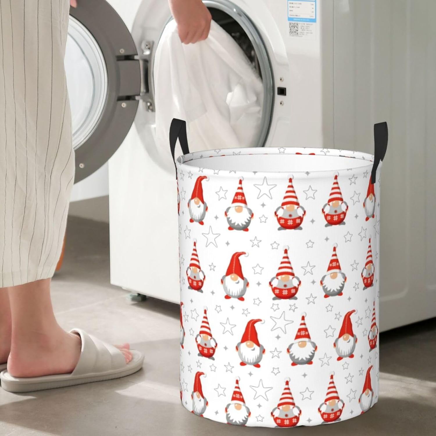 Gnomes Foldable Laundry Hamper with Handles M 1