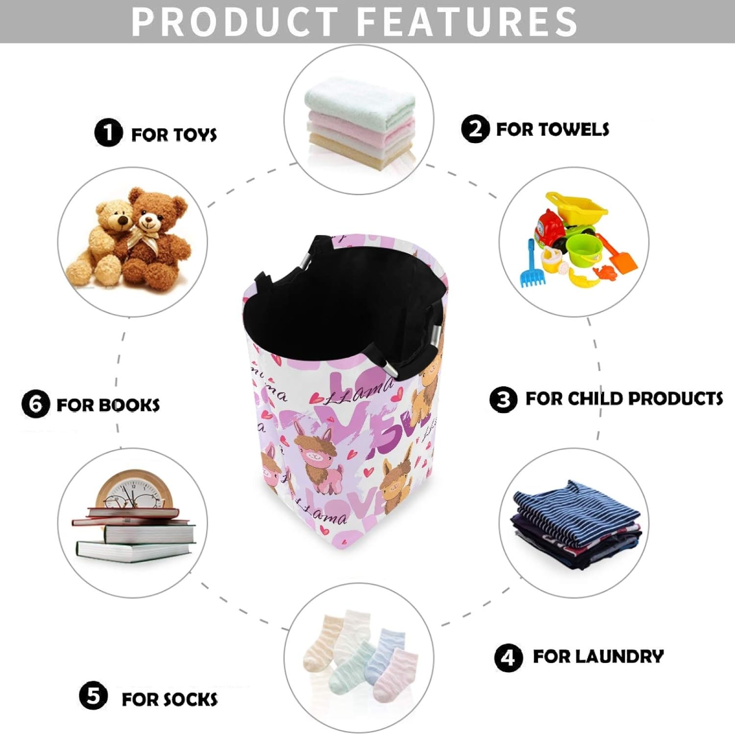 Visesunny Foldable Laundry Basket with Waterproof Oxford Fabric 1