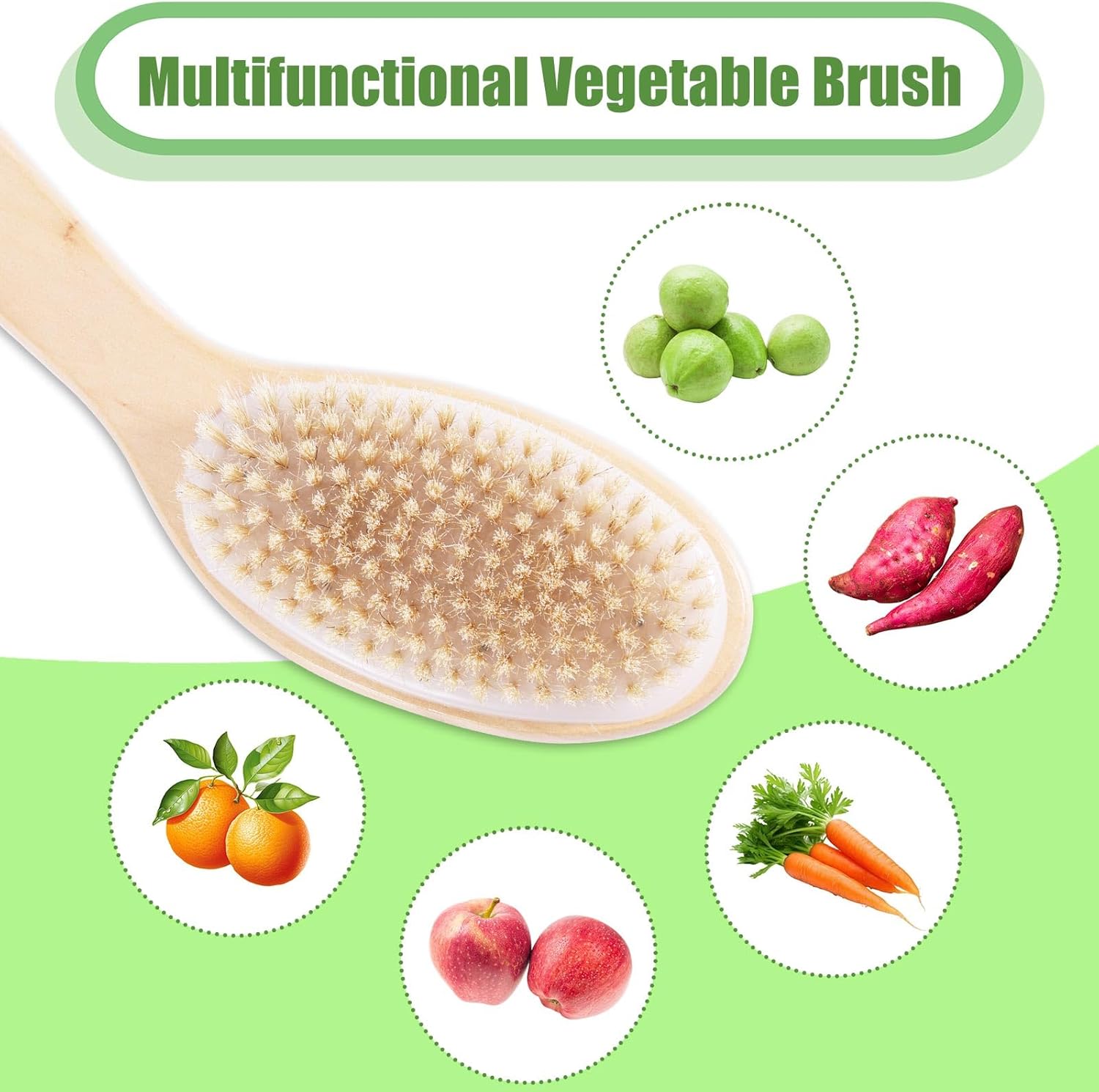 Gosknor Vegetable Brush Wooden Potato Scrubber for Kitchen Cleaning