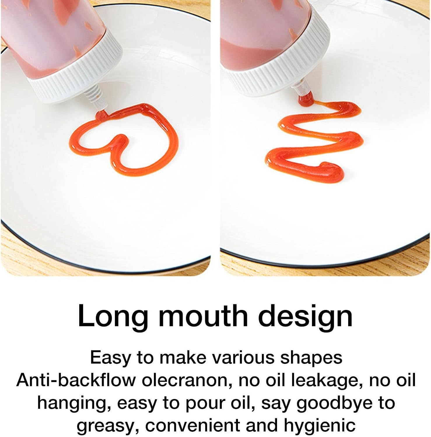 Tmay Squeeze Sauce Bottle with Inverted Design and Non-Spill Tip