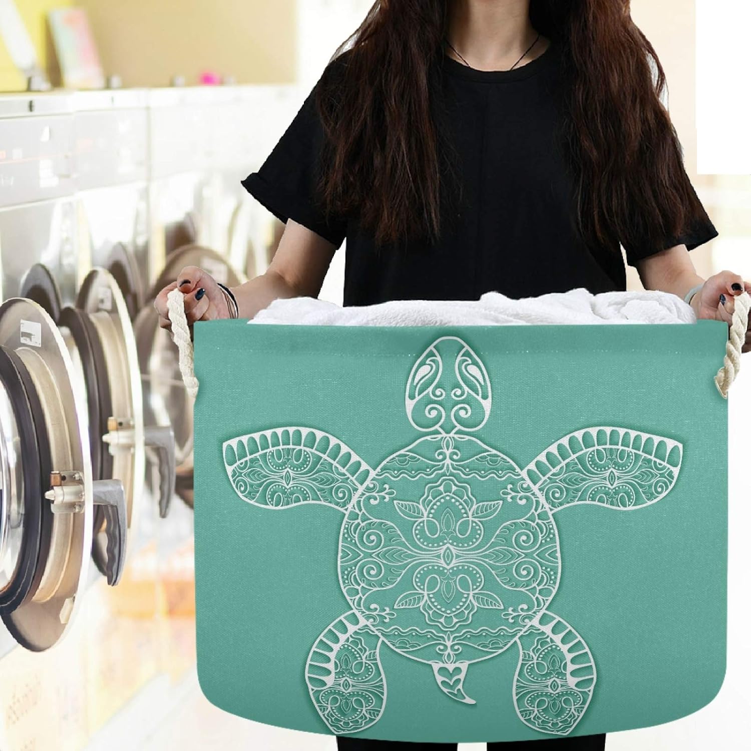 visesunny Collapsible Laundry Basket with Turtle Design