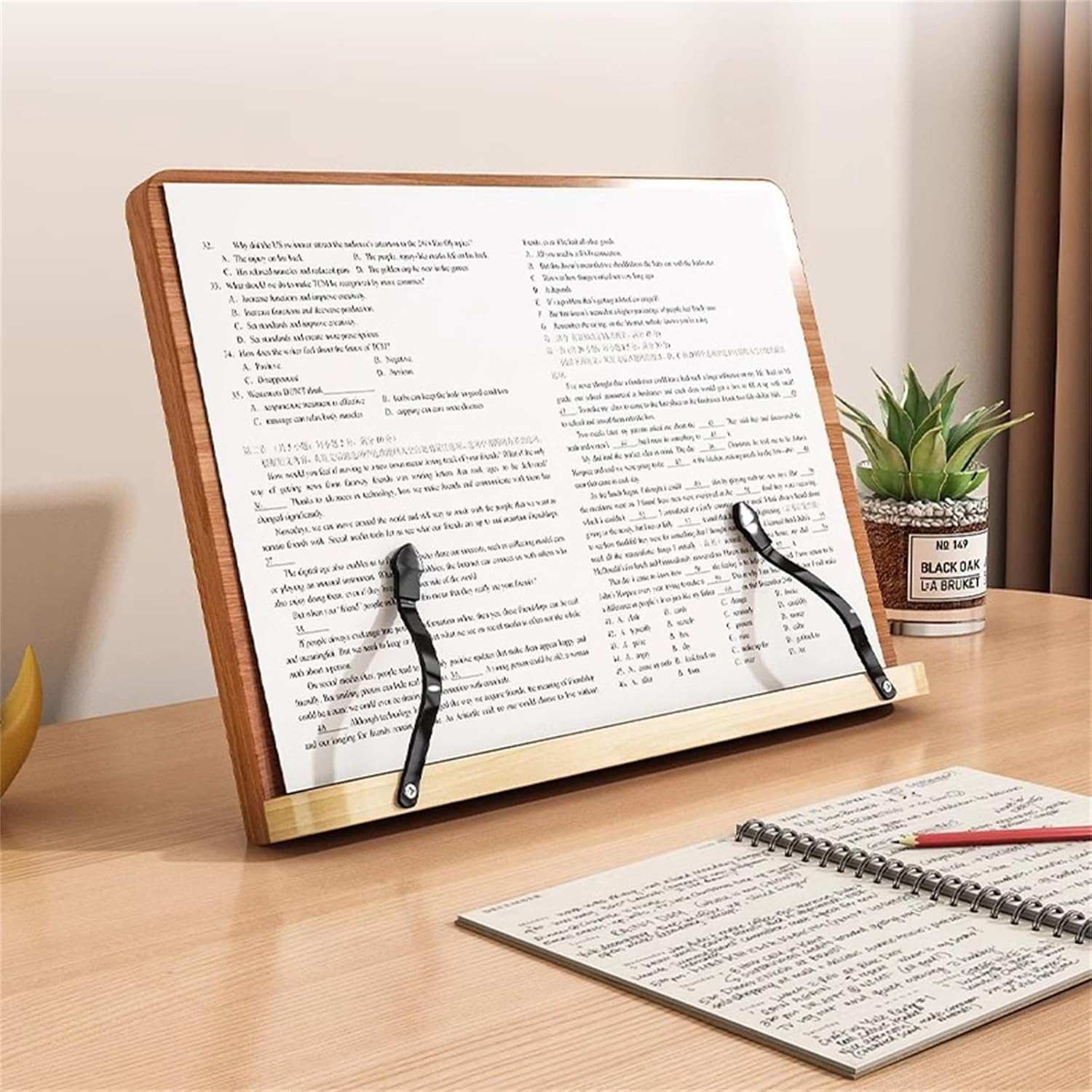 Wooden Floor Stand Book Holder for Kitchen Office