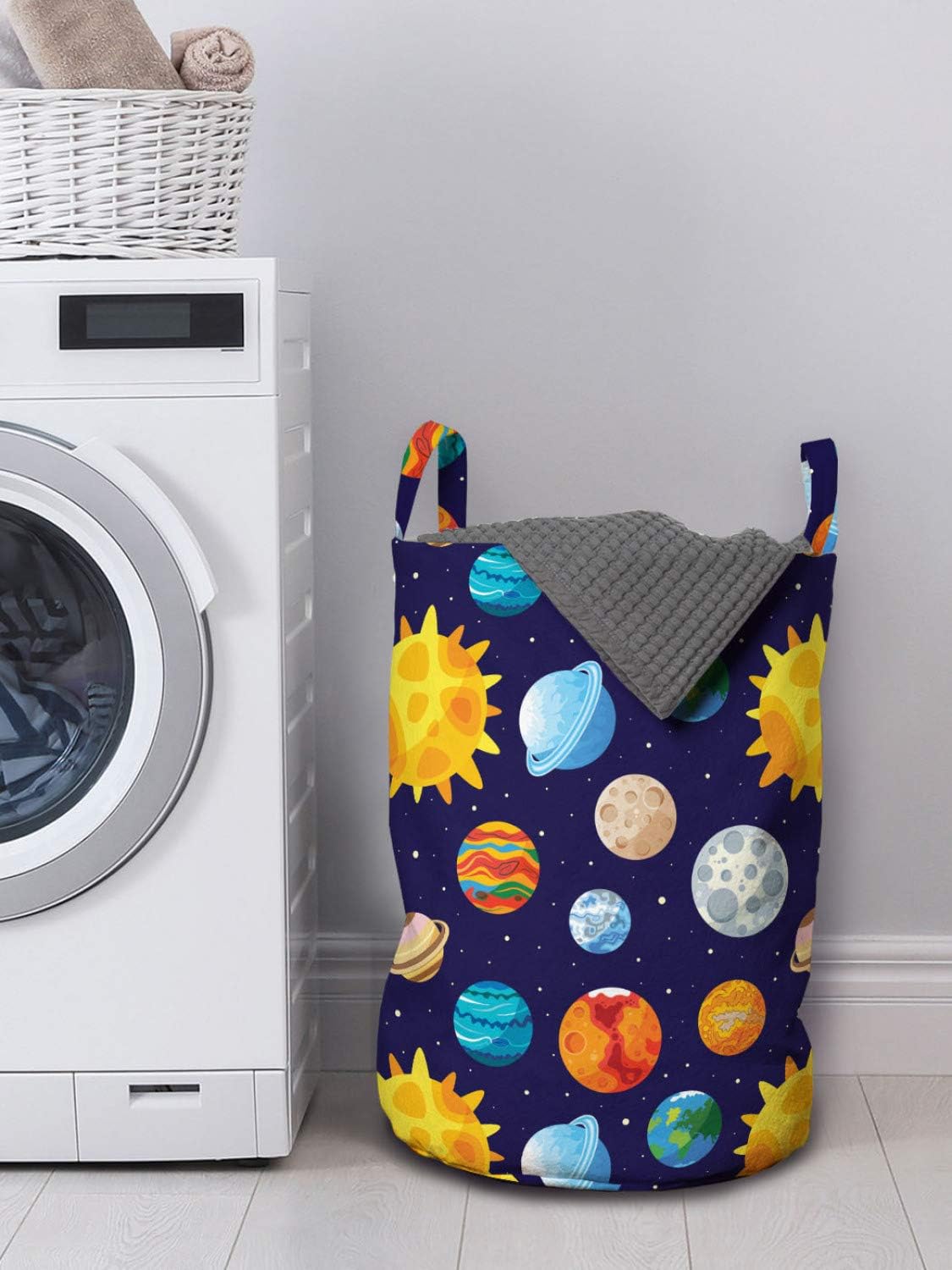 Ambesonne Outer Space Laundry Bag with Planets Sun Illustration 13 x 19