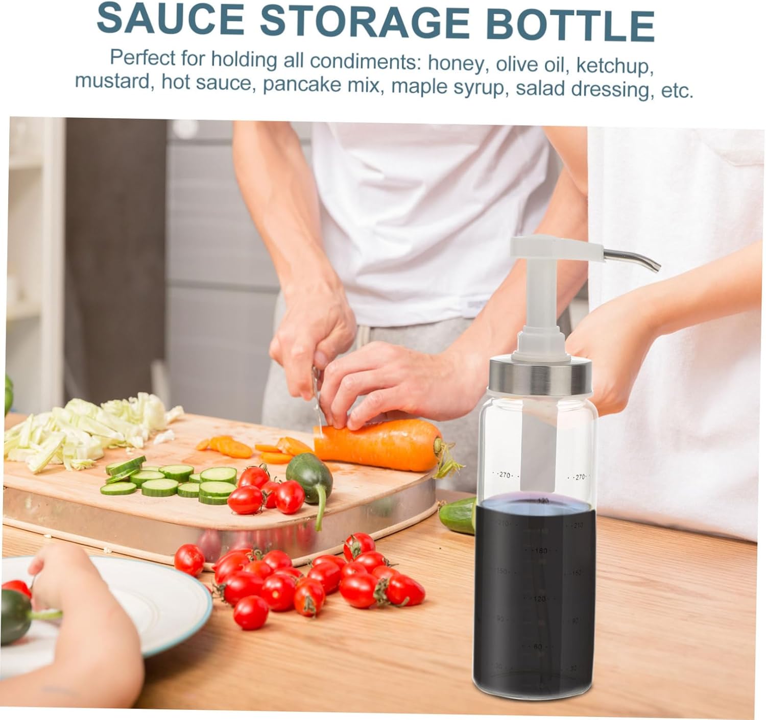 KICHOUSE 300ml Glass Condiment Squeeze Bottle
