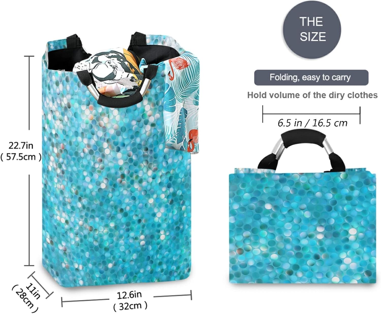 visesunny Large Laundry Hamper with Blue Mosaic Design