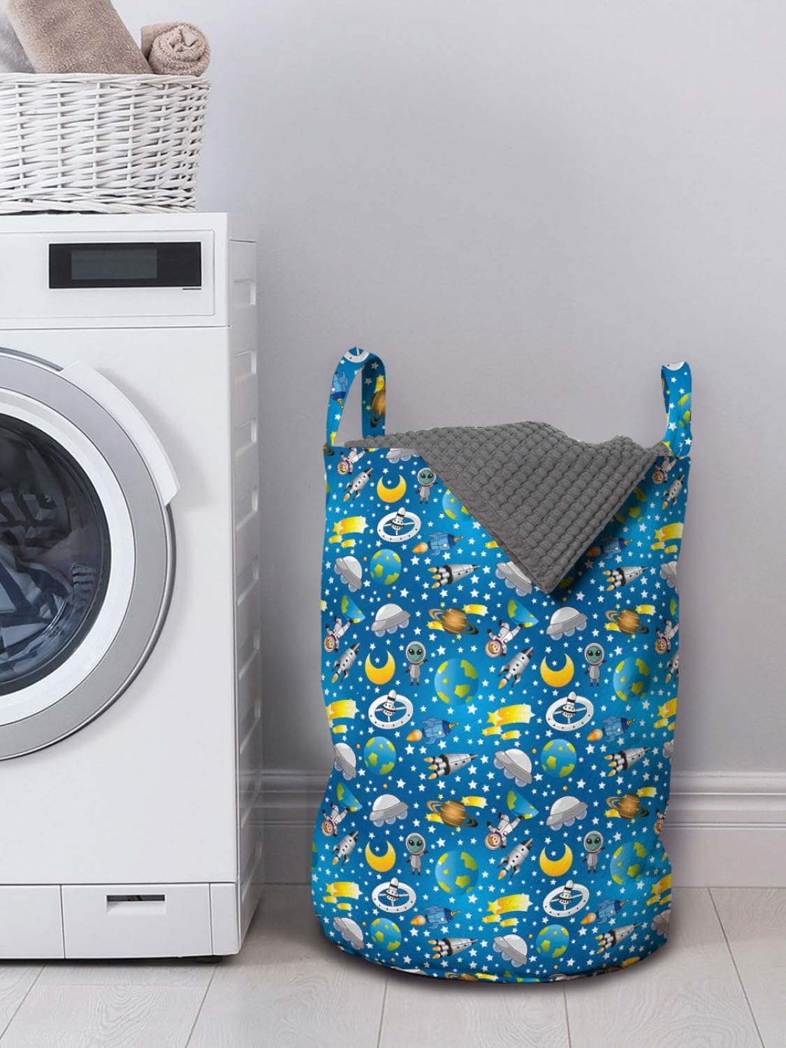 Ambesonne Space Laundry Bag 13 x 19 with Shooting Stars Handles Drawstring Closure