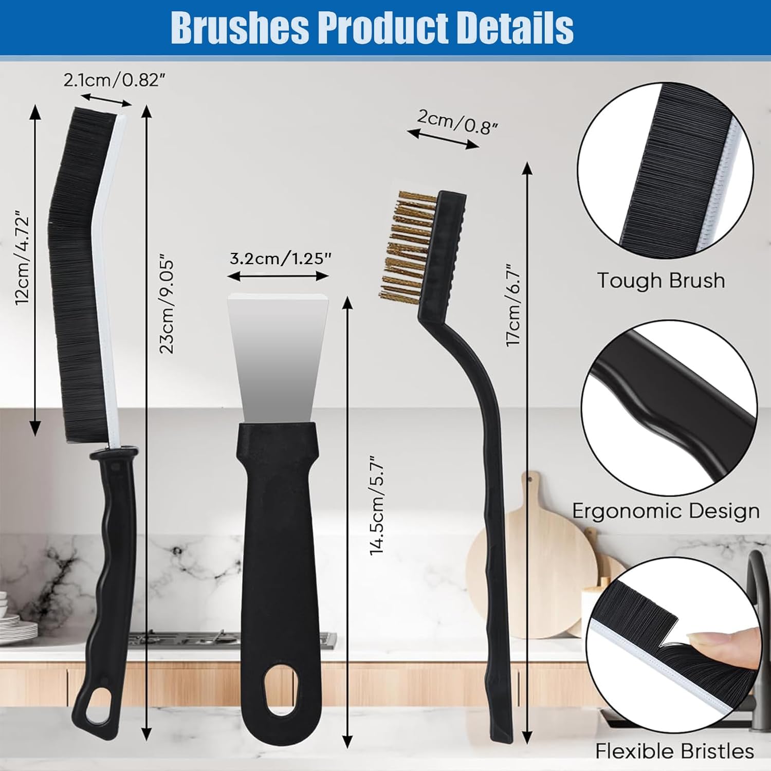 FXHDC-M 7pcs Hard Bristle Crevice Cleaning Brush Set