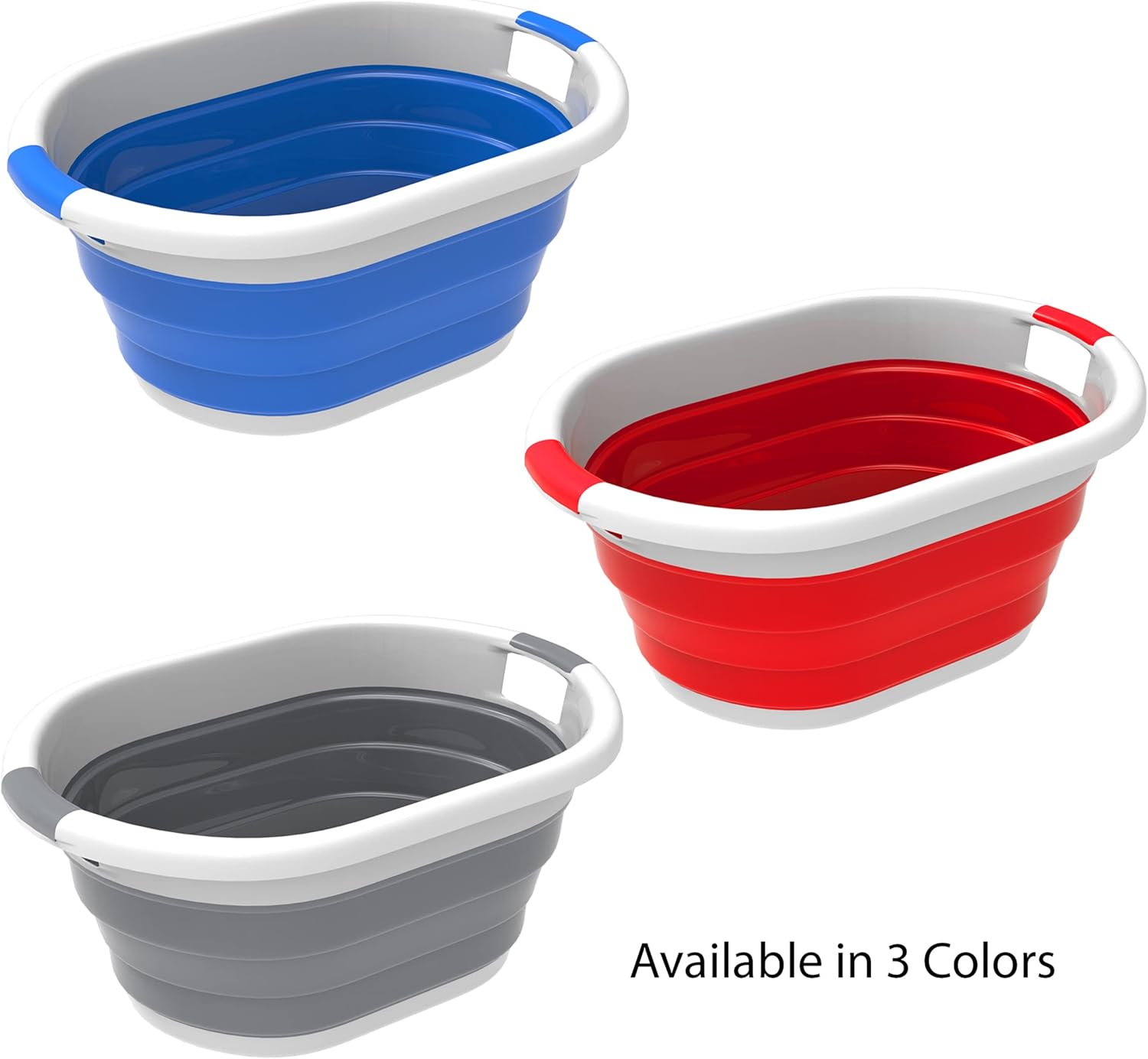 Collapsible Laundry Basket with Comfort Grip Handles - Space Saving Gray