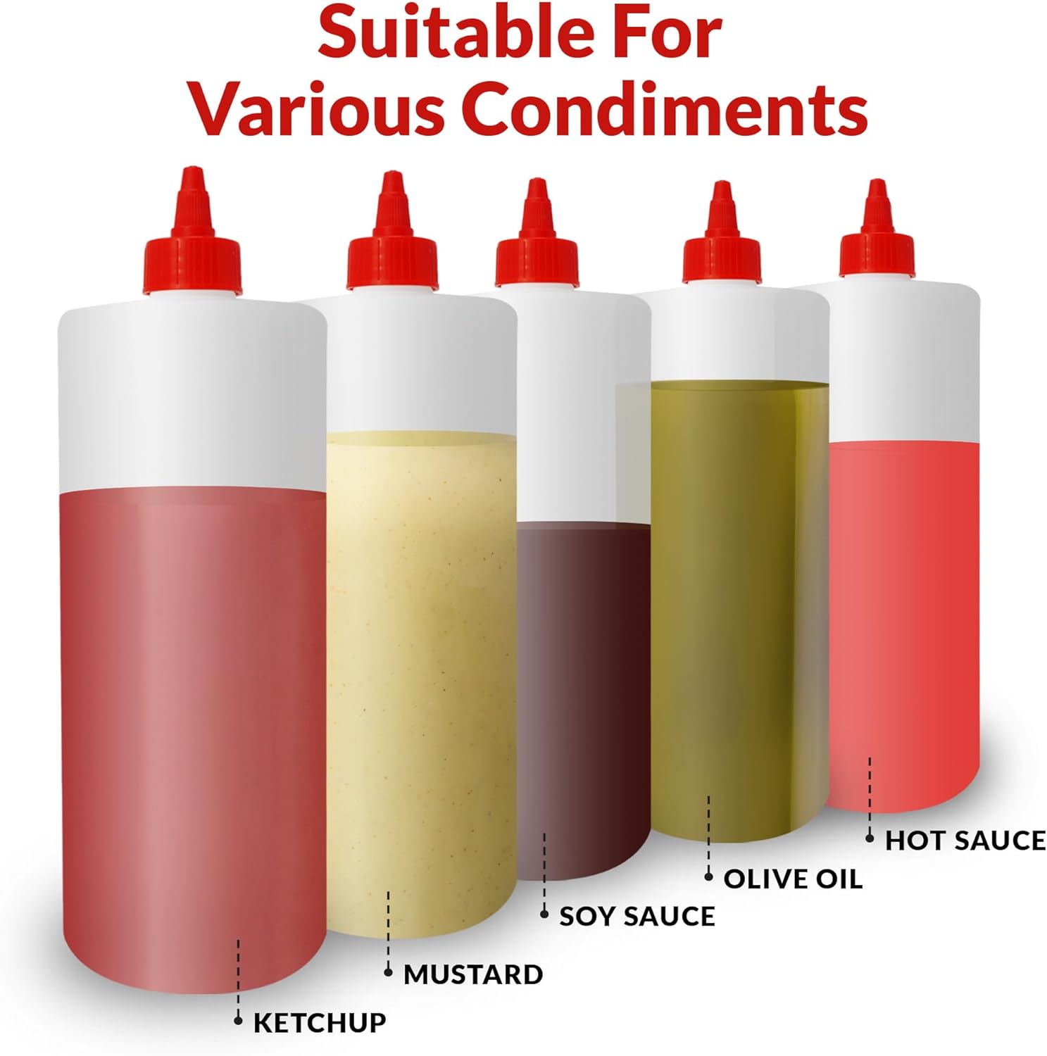 Reli 32 oz Clear Condiment Squeeze Bottles 4 Pack
