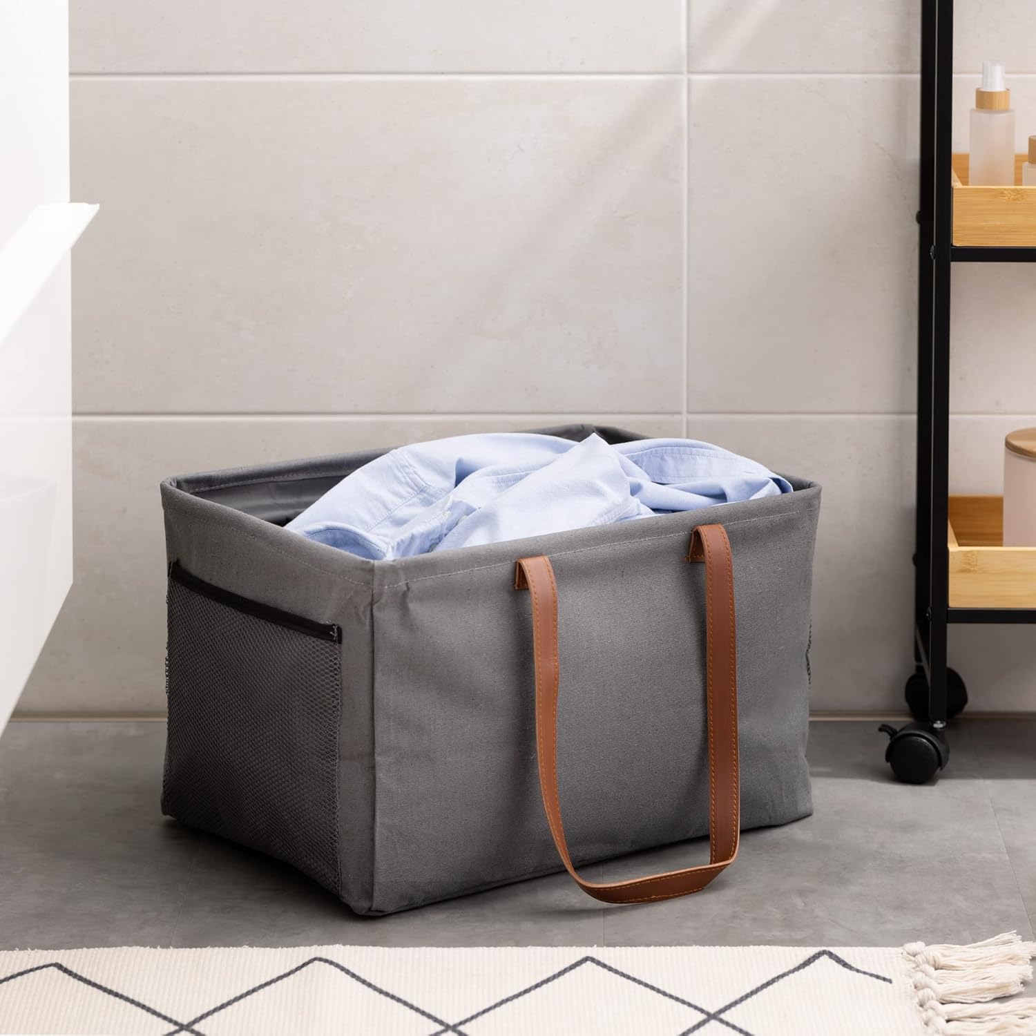 Navaris Collapsible Laundry Baskets Set of 2 Gray