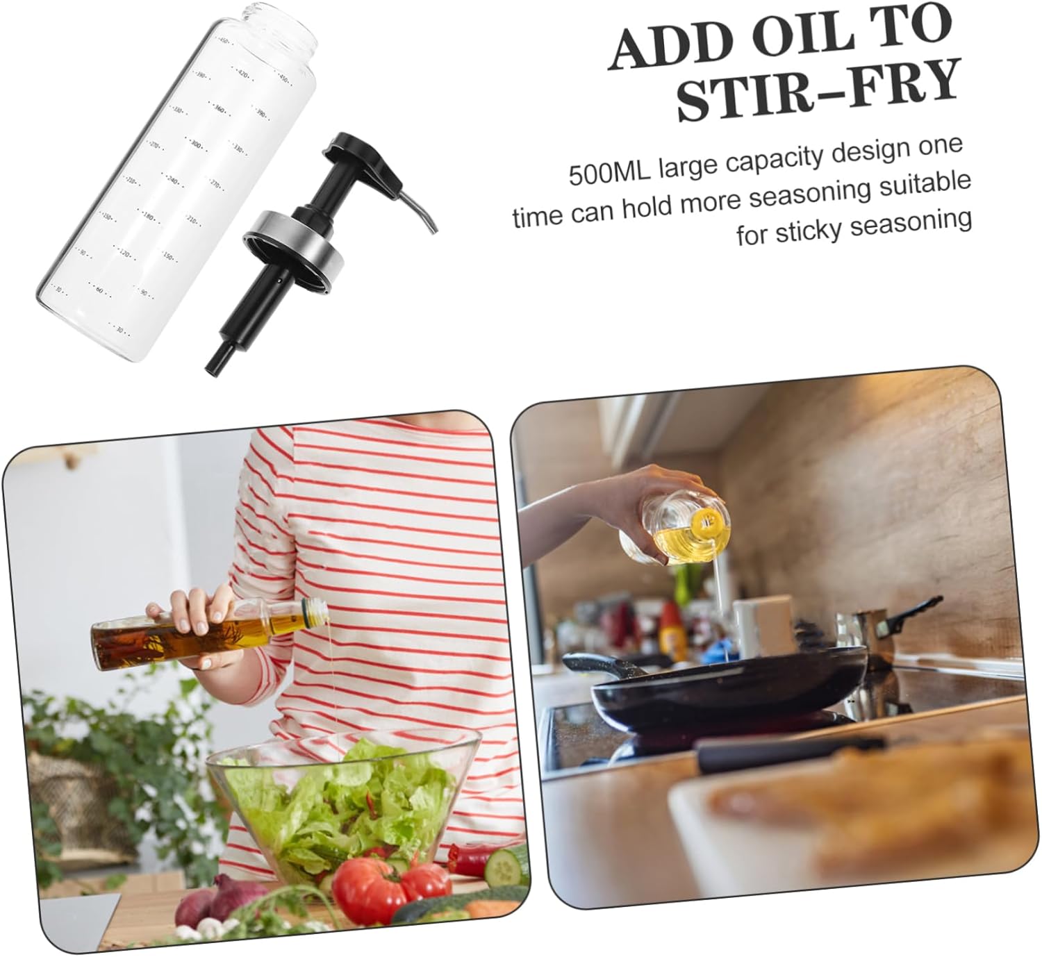 KICHOUSE 500ml Condiment Squeeze Bottle for Ketchup Salad Dressing and Sauces