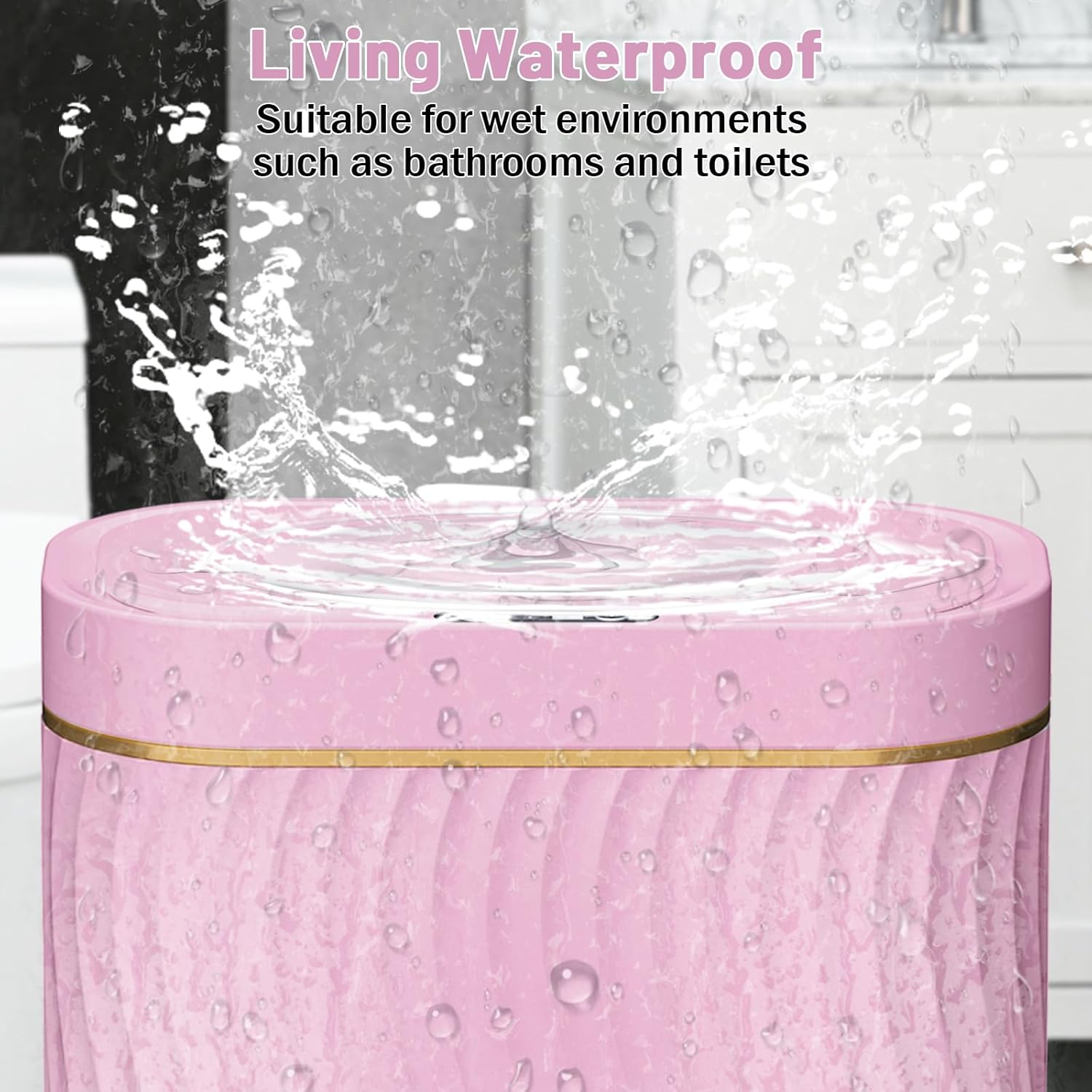 Steo Spce Automatic Touchless Trash Can 26 Gallon Gold Pink