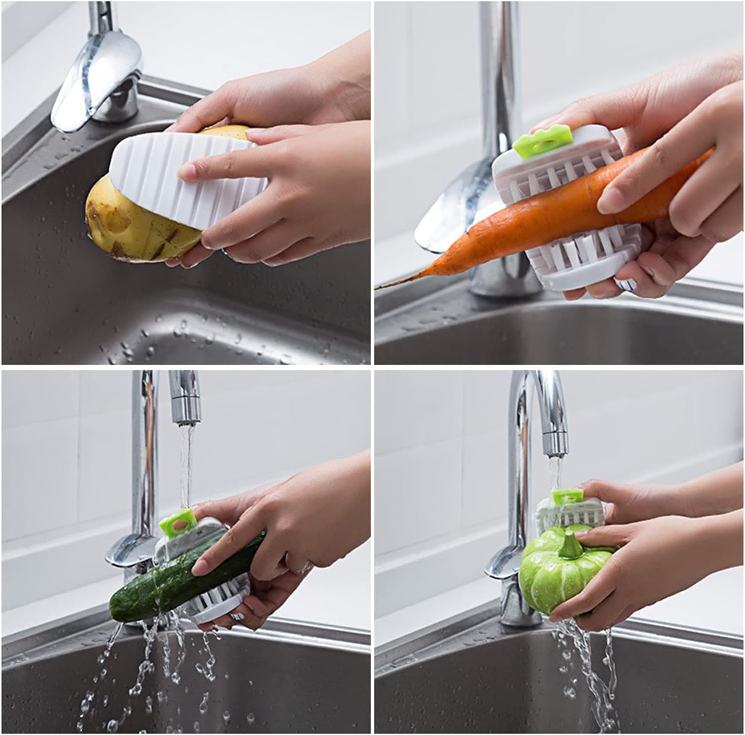 Qishing 3 Pack Flexible Fruit Veggie Brush