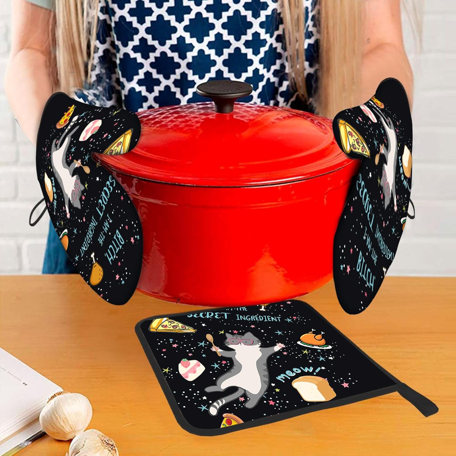 OSAM SPACE Funny Cat Oven Mitts Set of 3