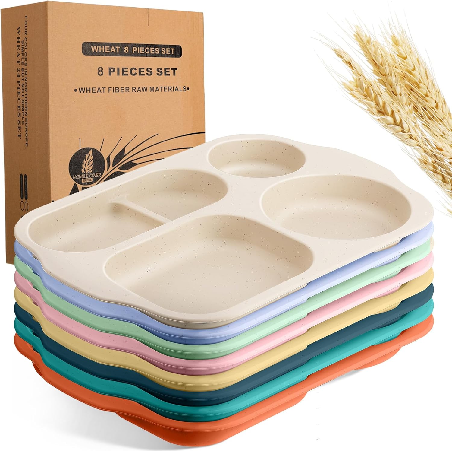 Vesici 8 Pcs 12 Inch Multicolor Divided Plates