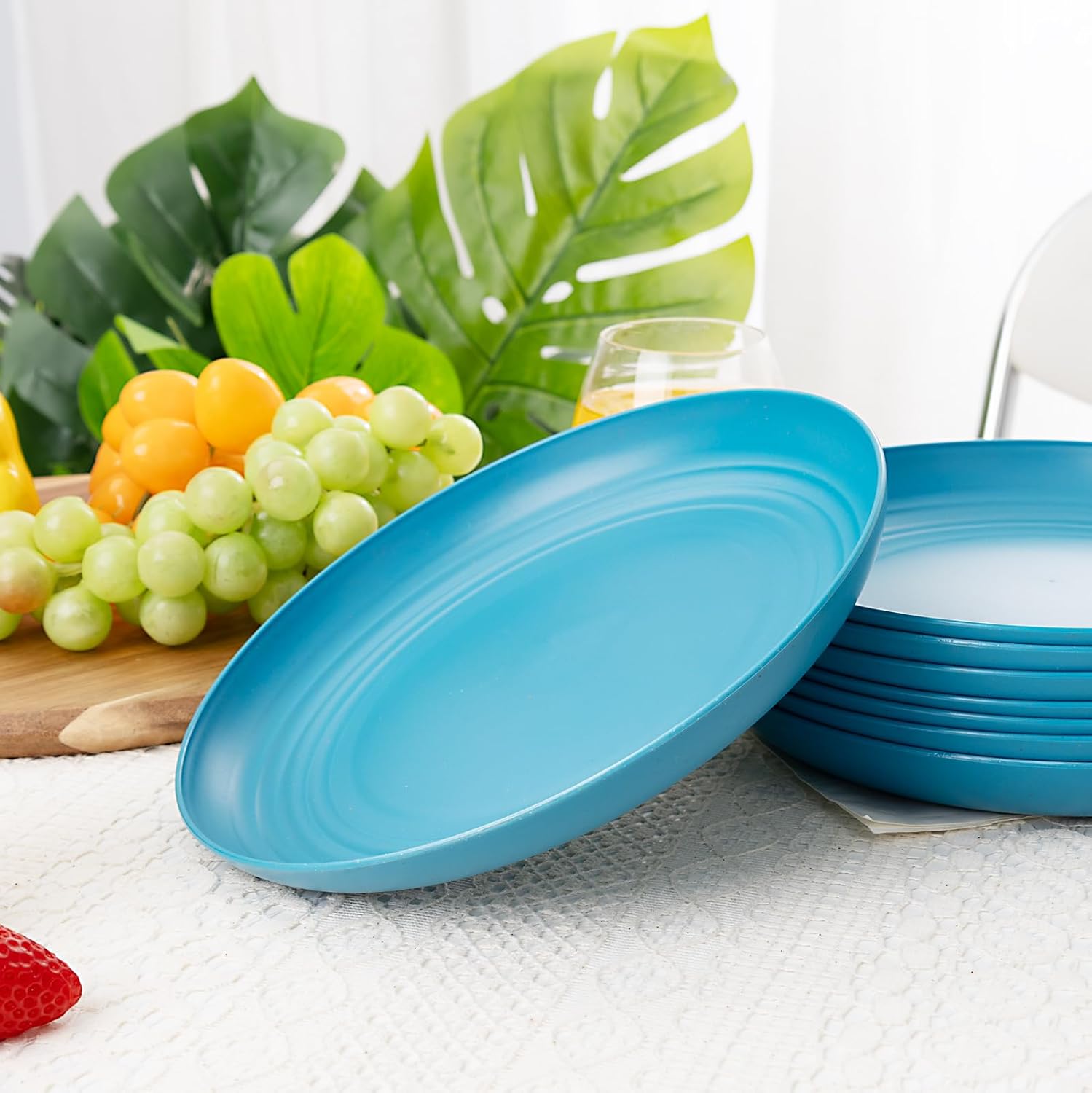 LIYH 20 PCS Wheat Straw Plates - 9 Inch Unbreakable Dinnerware