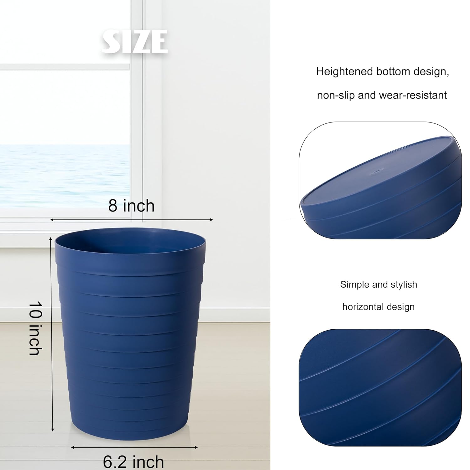 UUJOLY Small Trash Can 18 Gallon Navy Blue