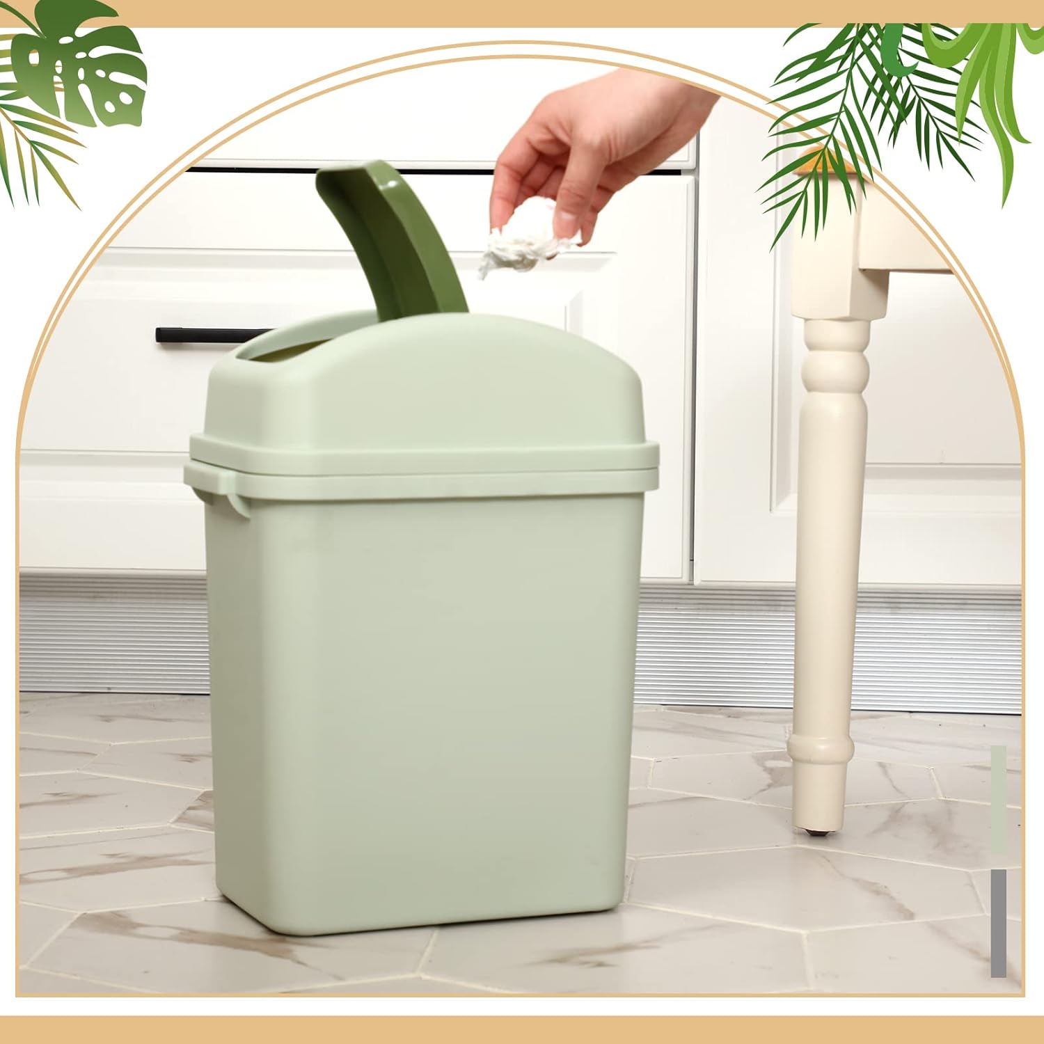 Sumind 2 Pcs Bathroom Trash Can with Swing Lid