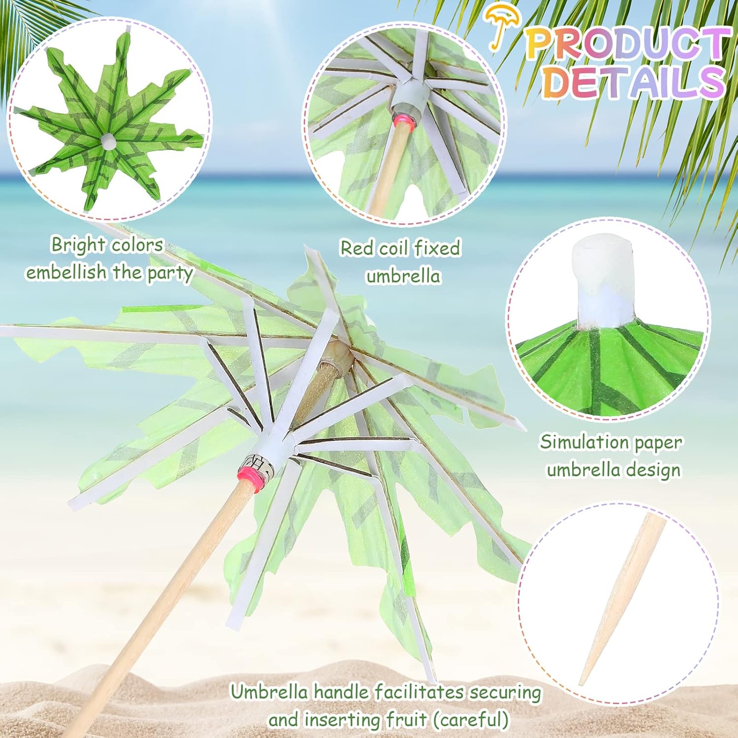 Rtteri 200 Pcs Tropical Drink Umbrella Cocktail Picks