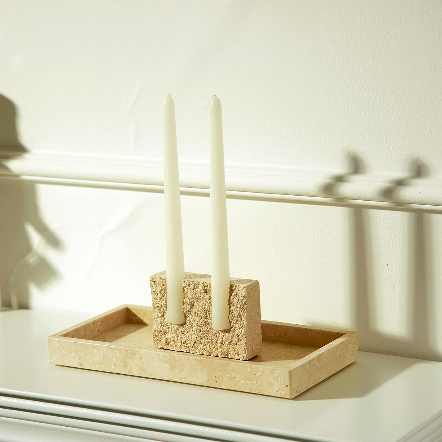 100 Travertine Wine Coaster - Marble Taper Candle Holder