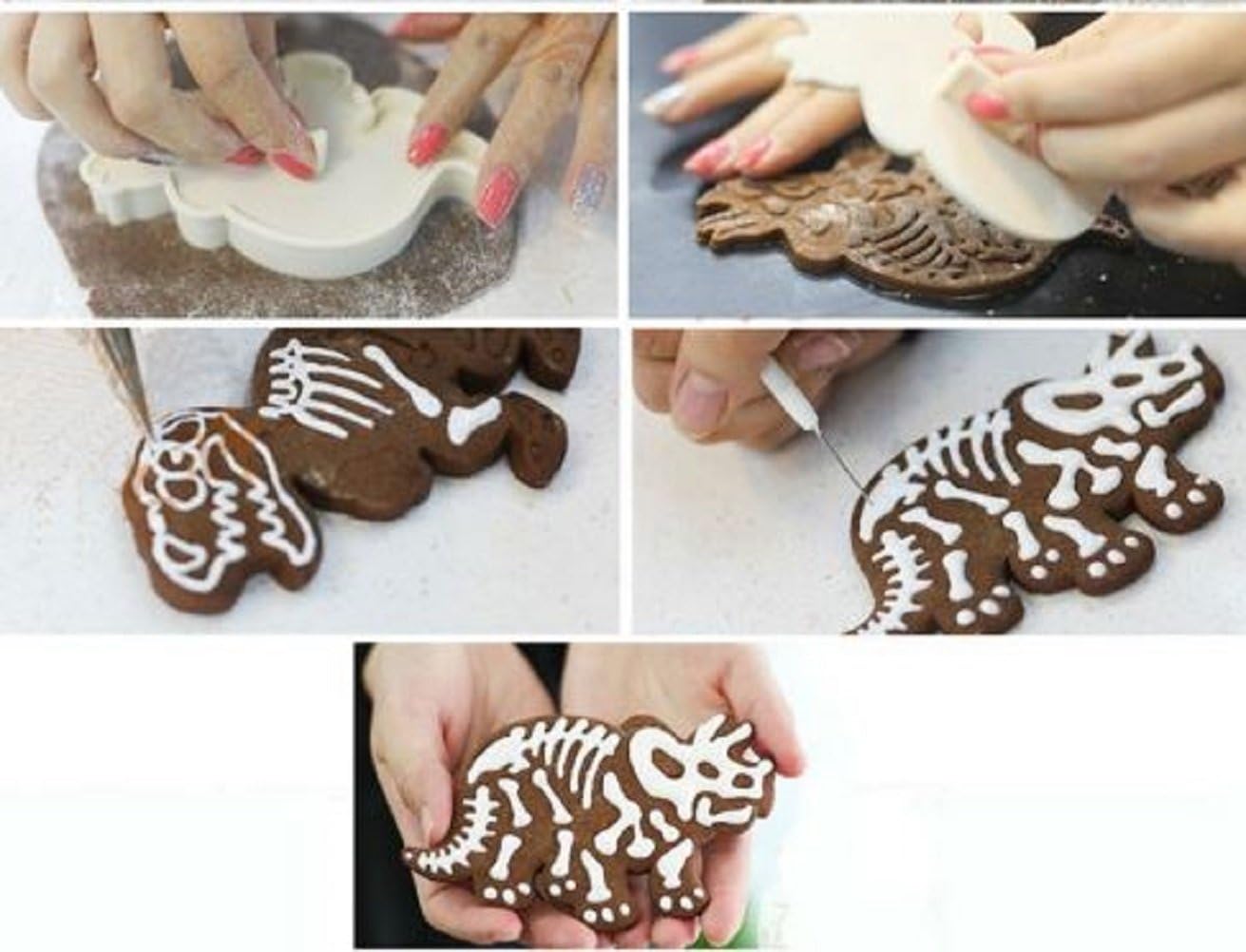 3 Dinosaur Cookie Cutters T-Rex Triceratops Stegosaurus by Jolly Jon