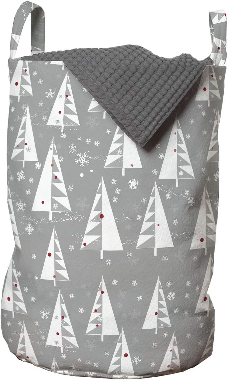 Ambesonne Christmas Tree Laundry Bag 13x19 Pale Taupe Vermilion