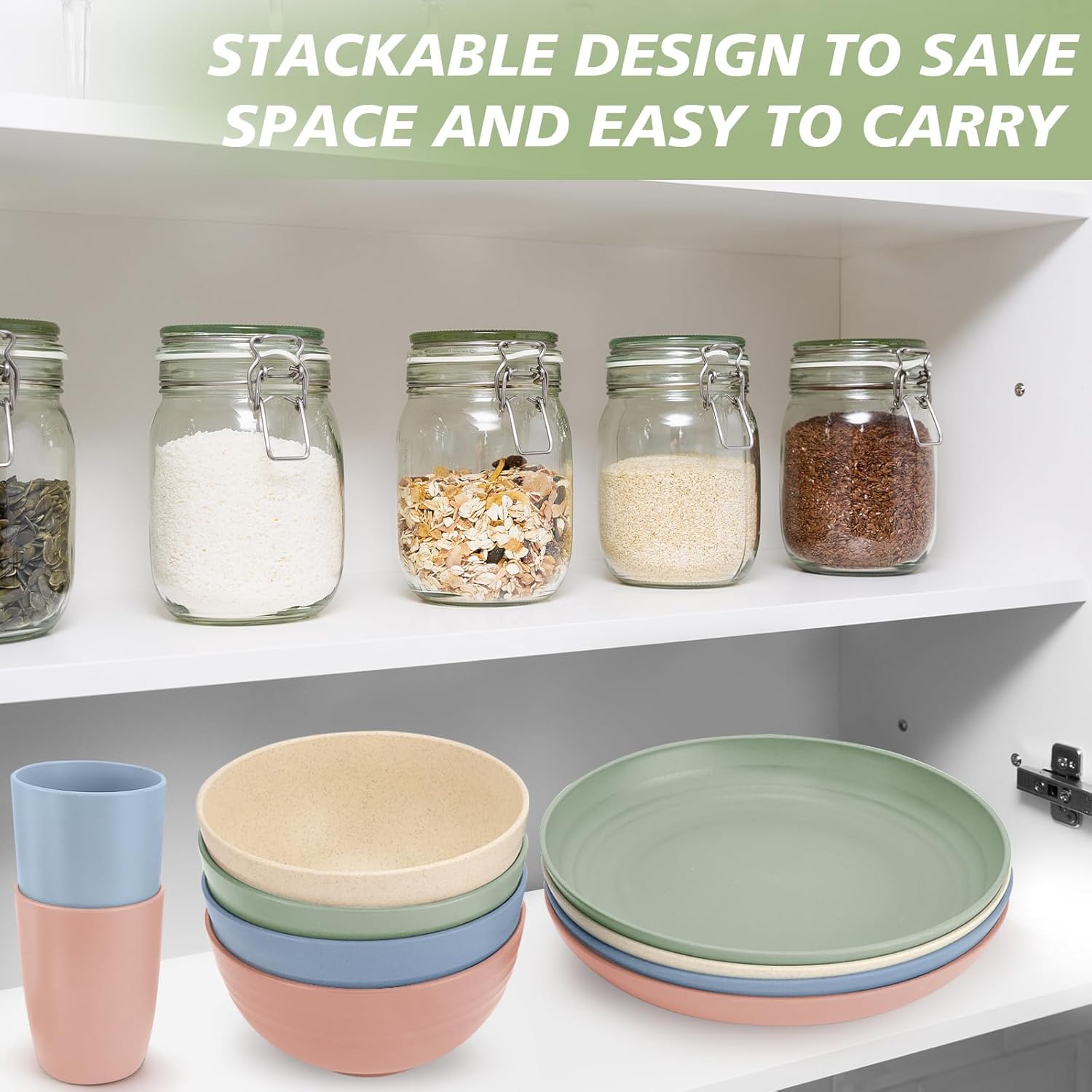Shopwithgreen 20 PCS Wheat Straw Dinnerware Set for 4 1
