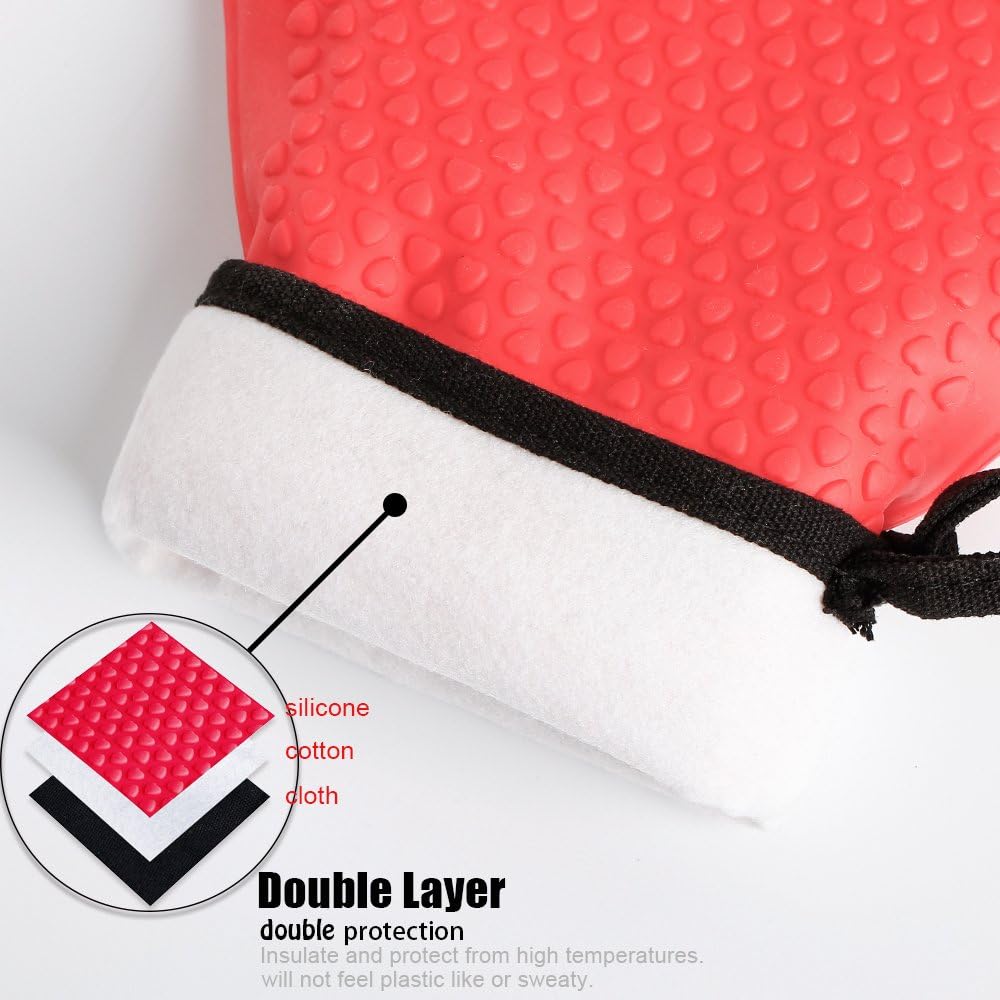 Loveuing Kitchen Oven Gloves - Heat Resistant Waterproof Non-Slip 5 Fingers