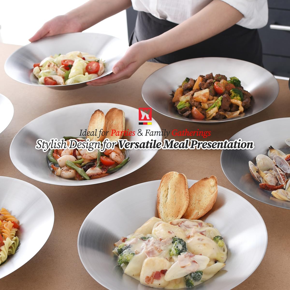 WAGENSTEIGER 4-Piece Brushed Stainless Steel Plates Set
