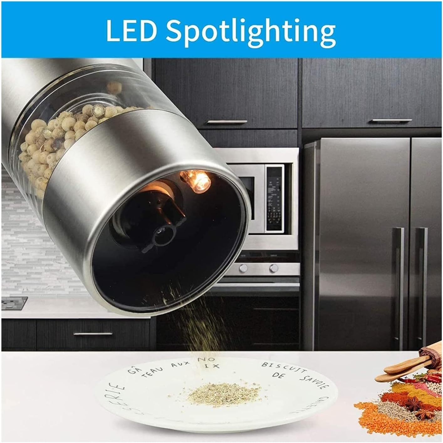 Refillable Pepper Mill Salt and Pepper Grinder Set