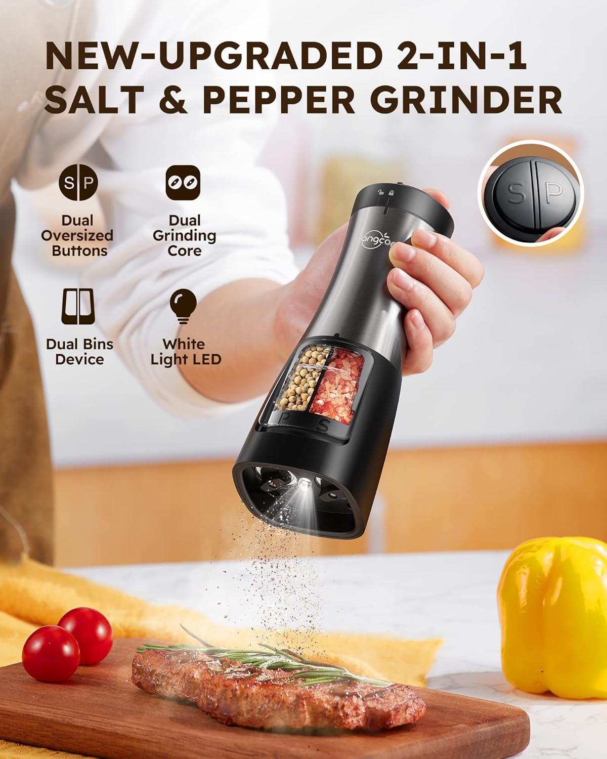 SANGCON 2 in 1 Electric Salt Pepper Mill Set